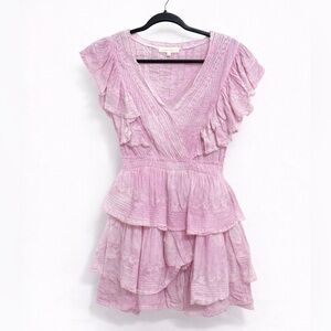 LoveShackFancy Pink Ruffled Midi Dress